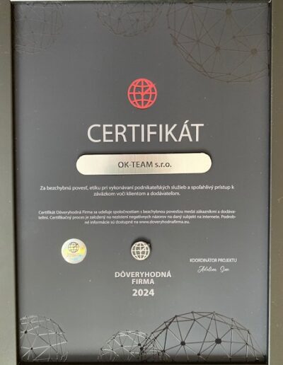 Certifikát - Dôveryhodná Firma 2024